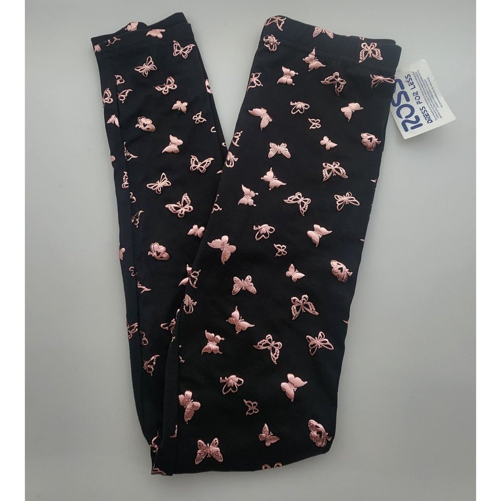 Pink sparkle NWT Butterfly Black/Pink Leggings 14/16